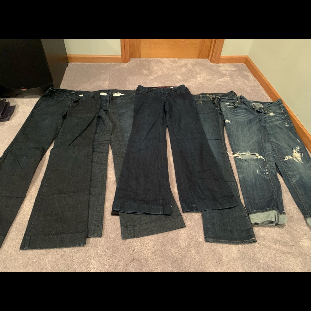 Lot of denim trousers and jeans